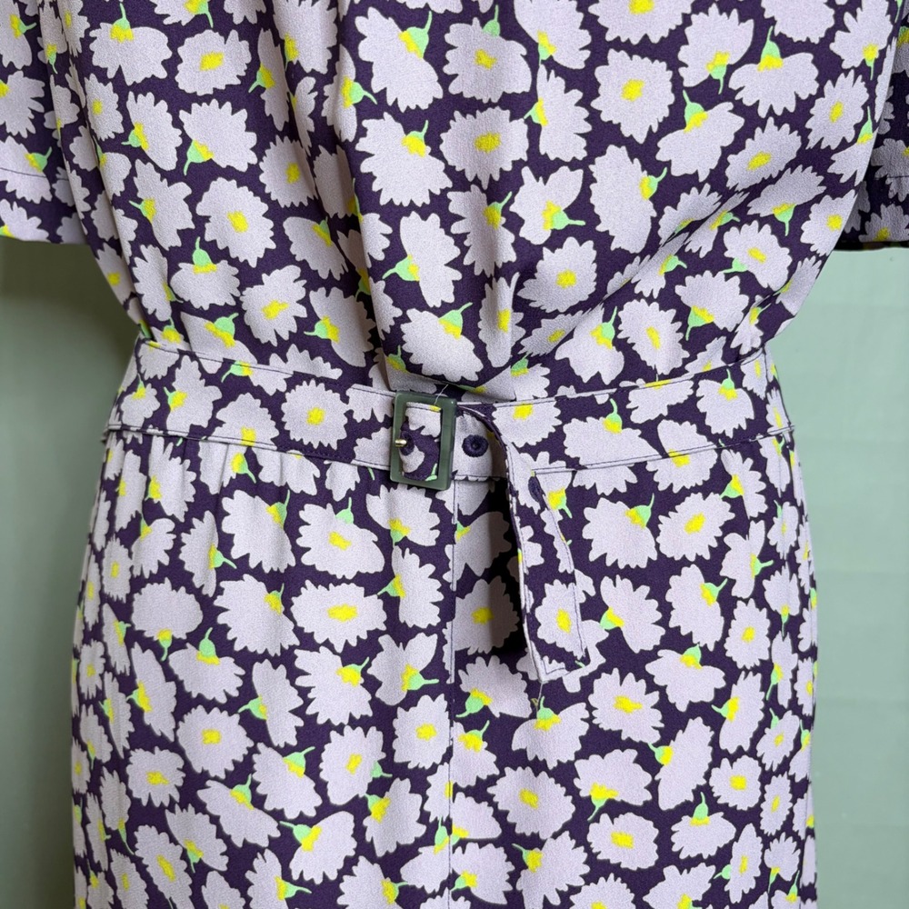 Kate Spade Sunny Bloom Shirt Dress Purple Floral Button Preppy Grunge Midi 16 - Picture 7 of 8